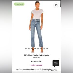 AGOLDE 90s Pinch Waist Size 25